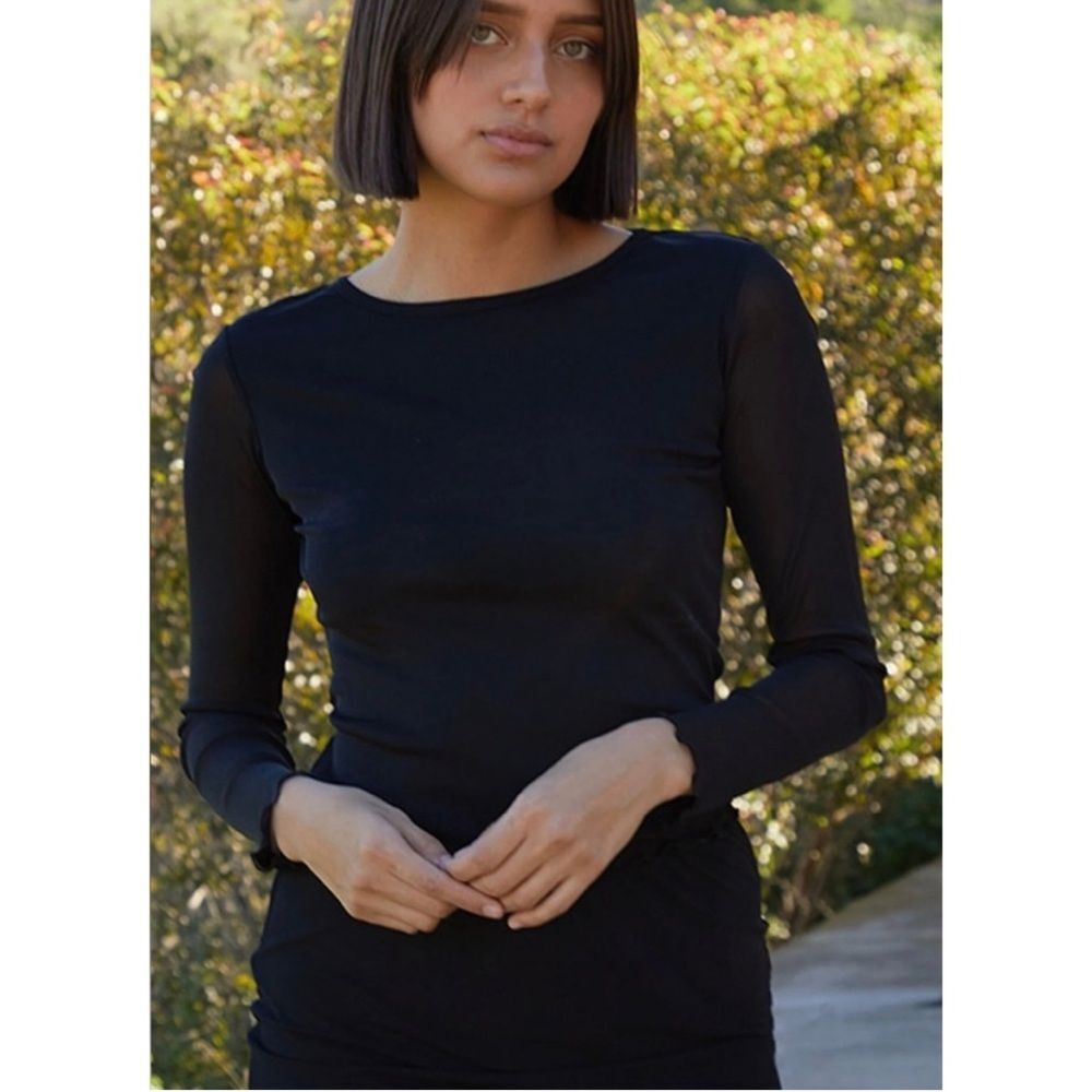 John Galt Brandy Melville Black Long Sleeve Mesh Top One Size Party Date Night